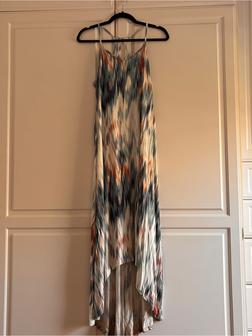 Cynthia Rowley High-Low Slip Dress in Teal, Rust, Cream